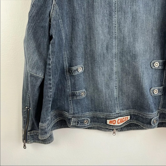 Harley Davidson Denim Jacket Patches Double Zipper - Picture 6 of 7